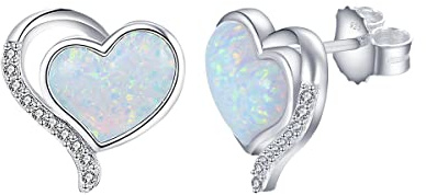 GW Damen Herz ohrstecker Silber 925 Malachit Türkis Opal für Empfindliche Ohrschmuck Geburtstag Geschenke für Frauen