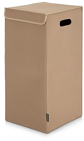 MAHEWA® Wäschekorb mit Deckel aus Filz - Großer 80 Liter Filz Wäschesammler - Raumspar Wäschesortierer faltbar - Wäschetruhe Wäschetonne Wäschesack mit Deckel (Beige)