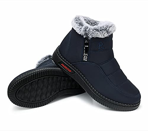 TEMOFON Womens Warm Snow Boots: Waterproof Ankle Winter Shoes Blue
