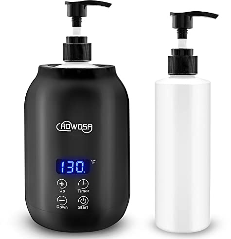 Massage Oil Warmer Bottle Professional Electric Lotion Digital Heater for SPA, Automatic Oil Warmer Heated Oil Lotion Cream for Salon, Barber Shops, Home, with Two Oil Bottle Dispenser (Black) | Portable Oil Lotion Cream Warmer for Salon, Barber Shops, Home, Two Oil Bottle Dispenser, ℃/℉ Display, Rapid Heating, Black