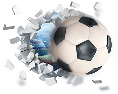 YunBey Pegatinas de Pared Fútbol, Vinilos de Pared Decorativos 3D, Futbol Adhesivos Pared Decorativos para Habitacion Adolescente, Salón, Dormitorio