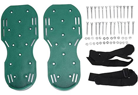 Chaussures aérateur de pelouse vertes – Rajeunissez votre pelouse avec des pointes courtes de 4,2 cm, protégez la semelle et le sol meuble pour pelouse, cour, herbe, jardin Keloc