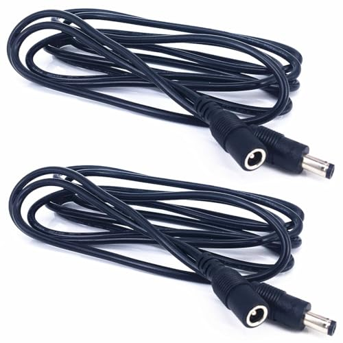 WZCJHZH 2pcs schwarz 2m DC Verlängerungskabel, verwendet für Sicherheitskameras, LED-Streifen Lichter, CCTV IP Überwachung, DC Stromversorgung, etc., mit Steckergrößen von 5.5mm und 2.1mm