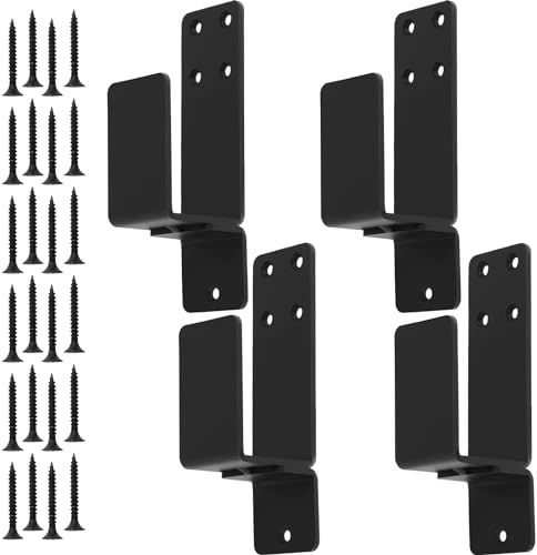 Jetcloud 4Pcs Barricade 2x4 Lumber Carbon Steel Bar Holder Security Door Locks Brackets Reinforcement for Home Barn Garage Gate(Black), 18 x 11 x 5 cm