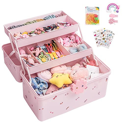Benares Kinder Haarschmuck Aufbewahrungs - Organizer-Box Für Haarschmuck Mädchen | Aufbewahrungsbox Für Haarschmuck Schmuckbehälter | Aufbewahrungsbox Für Haargummis Und Haarbänder