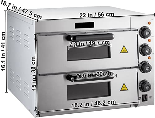Forno Pizza Commerciale 14Pizzaiolo multiuso Double Deck Layer 1950/3000W for pasticceria casalinga al ristorante(1950W)