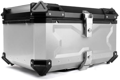 Aluminiumlegierung Topcase, Wasserdichtes Motorradgepäck Mit Sicherheitsschloss,WetterbestäNdig Aufbewahrt Werden,Motorrad-Hartkoffer,Aluminium Top (Color : Silver, Größe : 100L:L56cm*W50cm*H33cm