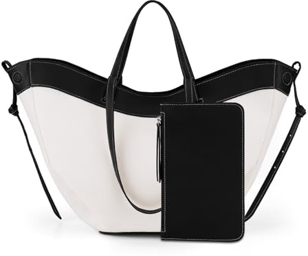 ACUYE Borsa Tote in Pelle da Donna, A Tracolla Mezzaluna, da Lavoro, A07-Tela Nera Grande, 39.5 EU