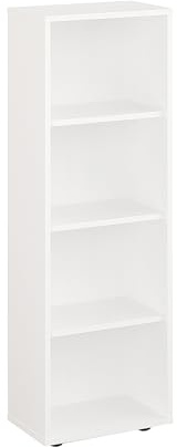 Komto Bibliothèque Étagère Rangement – Meuble Blanc Colonne à 4 Niveaux pour Livres, Bibliothèque pour Salon, Chambre ou Bureau | Lumo 40 x 120 x 24 cm (L x H x P)