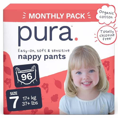 Pura strato Eco-Size 7 (17 kg+), 6 x 16 strati (96 totali), ipoallergenico per pelli sensibili