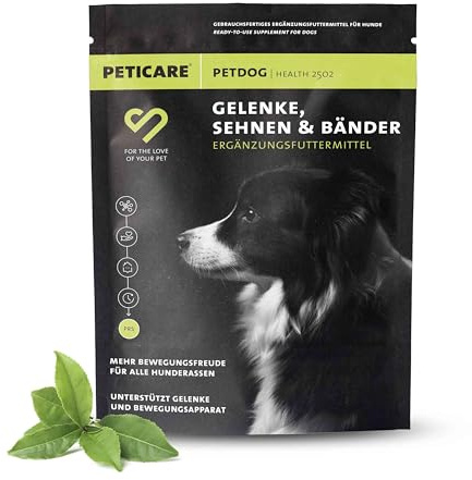 Peticare Gelenk-Pulver für Hunde | Mit MSM, Kollagen | unterstützt Gelenke, Bewegungsapparat, Beweglichkeit, nach Belastung | Keine Tabletten, Kapseln | Ergänzungsfutter-Mittel - petDog Health 2502