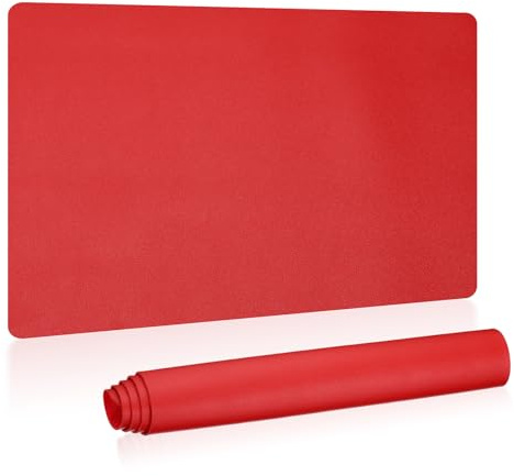 PATIKIL 61 cm x 33 cm stor skrivbordsmatta, PU-läder dubbelsidig stor skrivbordsdyna, mörkröd