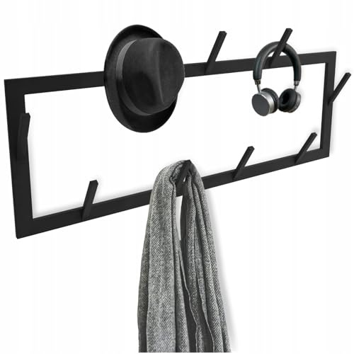 Kapaga - GESCHWEIßT - Wandgarderobe - Wandregal mit Haken - Garderobenhaken Wand - Garderobenleiste - Kleiderhaken - Garderobenleiste Edelstahl - Garderobe Wandhaken - Hakenleiste - (Schwarz 2)