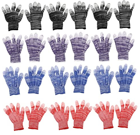 SEWOART 12paare Rutschfeste Atmungsaktive Nylon Pu Arbeitshandschuhe Für Männer Und Frauen Strapazierfähige Anti-statische Garten Montagehandschuhe Wiederverwendbar Handgenäht Flexibel