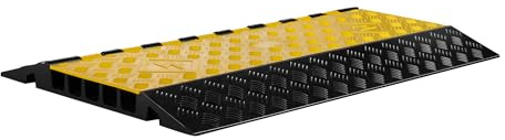 Wiltec Rampa Protectora para Cables y mangueras 95 x 54 x 5,5 cm de Caucho 5 Canales con Tapa, Base Antideslizante soporta hasta 30 t, Ideal para tráfico Pesado y Zonas de Obra Puente de Cables