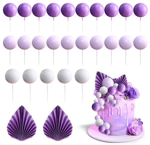 27 Pezzi Palla Cake Topper Decorazioni, Decorazioni per Torte a Palline, Topper Torta Compleanno di Palline, Topper Torta Palline Mini, per Compleanno Feste, Baby Shower