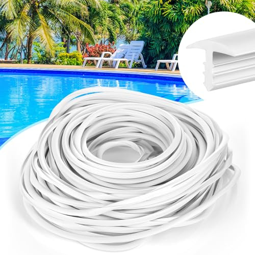 Innconee Swimming Pool Liner Lock White T Shaped Pool Liner Lock Swimming Line Roll Pool Bead Lock Flexible PVC Pool Liner Patch Kit for Above Ground & in Ground Swimming Pool Beaded Liners(80ft)