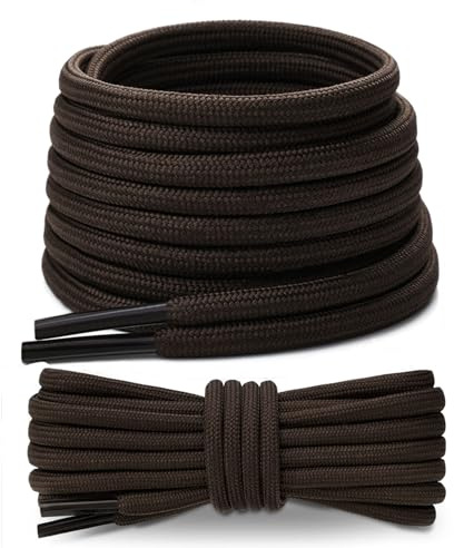 Stepace 2 Pares Cordones Redondos para Botas de Senderismo y Montaña, Trekking Zapatos, Bambas - 19 Colores, 80-180cm, 4.5mm Diámetro Marrón Oscuro 120