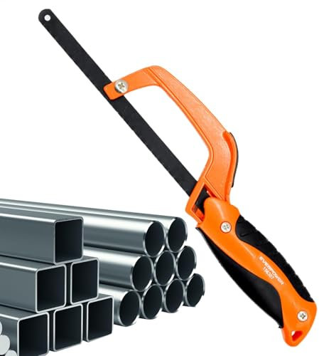Sierra de metal compacta – Sierra de metal de 11 pulgadas, herramientas de mano compactas de alta tensión para recortar, carpintería y metal