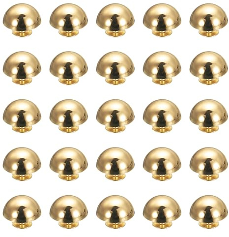 sourcing map 25 Pcs Round Studs Rivets, 15mm Metal Spikes and Studs Decoration Screw Back Studs for Leather Bags Belt Clothes Shoes Purse Supplies DIY Craft Making, Gold