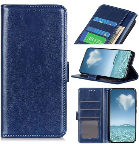 COQUE Case for Samsung Galaxy A26 5G Phone Case, JC Crazy Horse Case with Card Slot Samsung Galaxy A26 5G-Blue