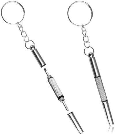 Glasses Screwdriver, 2 PCS 3 in 1Multifunction Eyeglass Screwdriver Mini Screw-Driver Tool Tiny Sunglasses Screw-Driver Portable Hand Tool Watch Repair Kit with Keychain
