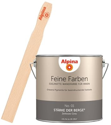 Alpina Feine Farben inkl. Rührstab – No. 01 Stärke der Berge – edelmatte Innenfarbe - Wandfarben für einzigartige Farbwirkungen und Raumstimmungen – Zeitloses Grau - 2,5 Liter