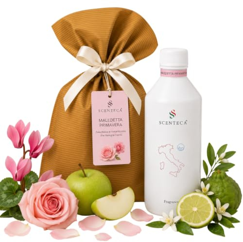 SCENTECA Ricarica per diffusori a nebulizzazione fragranza Maledetta Primavera, profumo ambiente con oli essenziali di rosa, ciclamino e bergamotto, per casa e uficio, 250ml