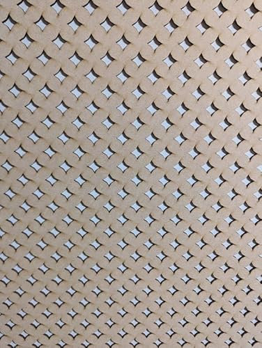 Dekorative, grundierte Platte, Wandtrennwand, Heizkörperschutz, Möbeldekoration, lasergeschnitten aus 6 mm dicker MDF-Platte (Größe 1200 x 620 mm), Stelar-Muster (002A), hergestellt in Großbritannien