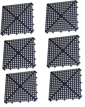 Milageto 6Pcs Interlocking Floor Tiles Non Slip Splicing Mats Household Modular Cushion for Drainage for Bathroom Toilet Balcony Deck, Black