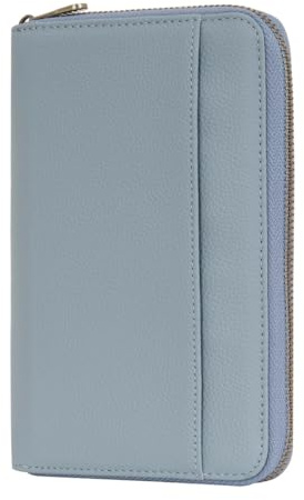 WASON Cartera de Pasaporte de Viaje de Cuero con Cremallera Protección RFID, Funda para Pasaporte con Compartimentos para Tarjetas, Efectivo, DNI, Tarjeta de Embarque y Billetes (Azul)