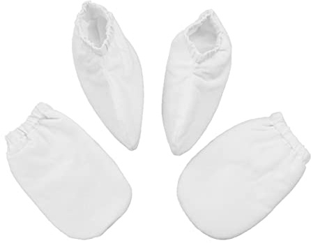 PACKOVE 2paare Paraffinwachshandschuhe Wachsbadbehandlung Baumwolle Für Hände Und Füße Isolierte Handschuhüberzüge Mit Druckknopfverschluss Weiß