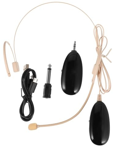 CIMAXIC 2.4g Head-mounted Wireless Microphone Amplifier Invisible Lavalier Mic for Audio Mixer Black Compatible Sound Systems and Live Streaming