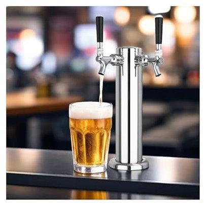 NJDQFA Kit Colonne à Bière, Distributeur de Bière Double Robinet, Tireuses à Bière en Acier Inoxydable, Brassage à La Maison système pour Bar Restaurant