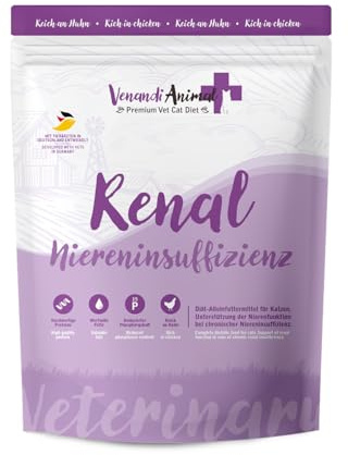 Venandi Animal Vet - Premium Trockenfutter für Katzen - Diät - Renal - Niereninsuffizienz - Huhn, 1er Pack (1 x 1,5kg), getreidefrei