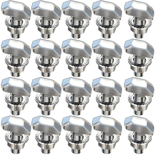 20 Stück Hammerkopfschrauben M6x16mm, Edelstahl A2-70 schrauben M6 Mit Sperrzahnmuttern & Flanschmuttern Für PV-Solar Montageschienen (20PCS M6-16mm)