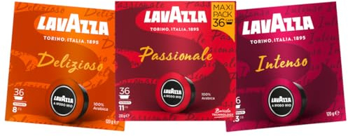 Lavazza A Modo Mio Assortiment de Capsules de Café 100% Arabica Intensité 8 à 13 108 Capsules Passionale Intenso Delizioso