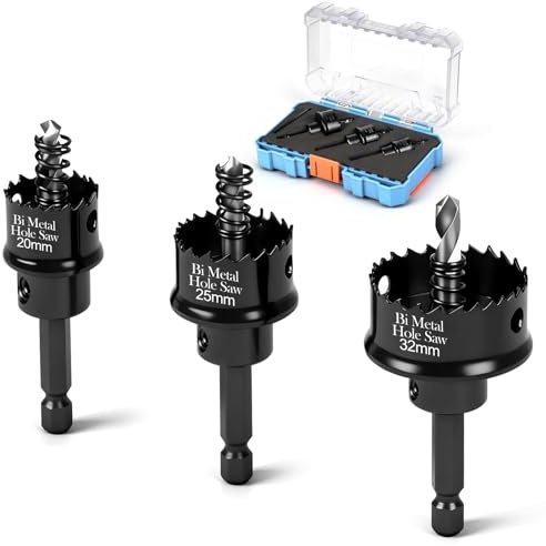 3PCS M42 Bi-Metal Hole Saw Set, 8% Cobalt HSS Circular Hole Cutter, 20 25 32MM Hole Drill Kit with Hex Shank for Drilling Thin Metal, Stainless Steel, Aluminium