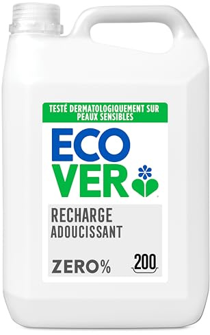 Ecover Zero Fabric Softener Refill for Sensitive Skin, Baby Fabric Conditioner, Dermatologically Tested, 200 Washes, 1x 5L
