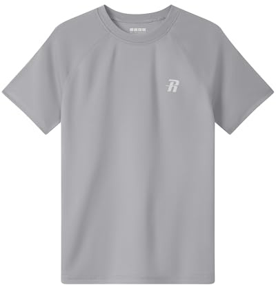 Runhit Kids Rash Vest Short Sleeve, UPF 50+ Sun Protection Swim Top, Quick Dry Rash Guard T Shirt for Beach Running Fishing Surfing Outdoor Sport