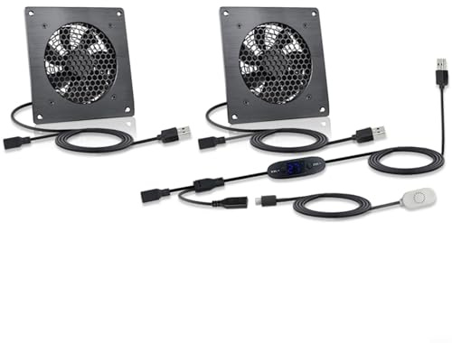 Ventilador USB con control de temperatura, 10 niveles, 0-60 °C, 120 mm, silencioso, 16 dB, IPX5, resistente al agua, carcasa de hierro para servidores, armarios, invernaderos, oficina, negro