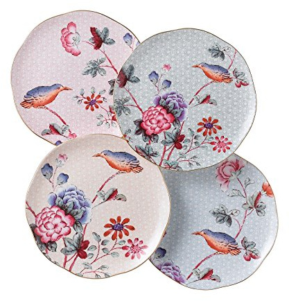 Wedgwood 5C106805131 Story Cuckoo Tea Plates 21cm Set of 4, Fine Bone China, Pink