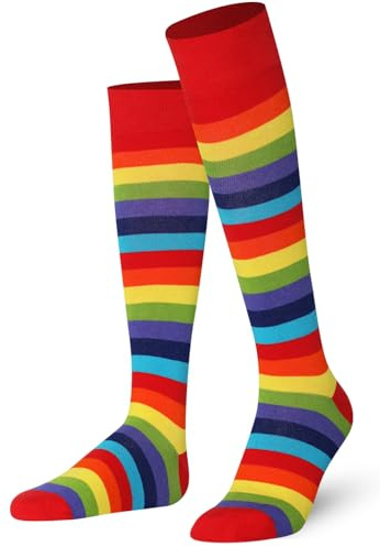 Mysocks Unisex Kniestrümpfe lange Socken Gestreifte, aus extra fein gekämmter Baumwolle | Nahtloser Zeh | Weiches Latexband