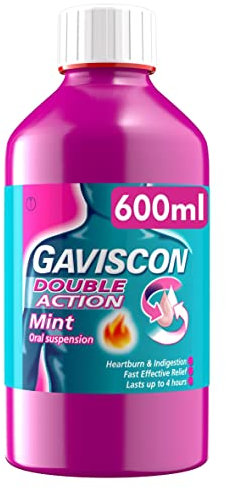Gaviscon Double Action Mint Liquid 600ml - Heartburn, Indigestion, Acid Reflux Relief, Digestive Health, Pregnancy Safe