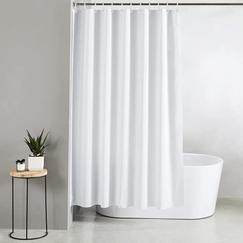 Blue Canyon Extra Long/Wide Shower Curtains | 100% Polyester Shower Curtain | Anti-Bacterial Surface Treatment | Water Repellent| Weighted Hem | 200 X 200cm | 12 Reinforced Eyelets with Hooks (White)