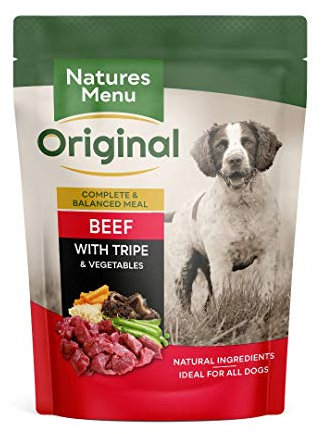 Natures Menu - Wet Dog Food - Pouches for Adult Dogs with Beef and Tripe - 8 x 300g