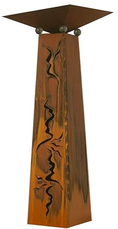 Gartendekoshop24 - Gartendeko Metalldesign, Edelrost. Rostsäule 125 cm mit Schale. Handgefertigte, konische Gartenrostsäule, Outdoor, wetterfest. Gartenschale bepflanzbar, Dekoschale
