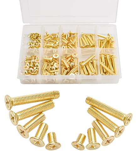 INCREWAY Flachkopf-Maschinenschrauben, 160 Stück, Messing, selbstschneidende Schrauben-Set, Maschinenschrauben-Sortiment, Set mit M4 und M5 Größe