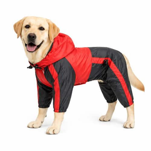 lovelonglong Hunde-Regenmantel mit Kapuze, für kleine Hunde, Regenjacke, Poncho, wasserdichte Kleidung mit Kapuze, atmungsaktiv, 4 Füße, 4 Beine, Regenmantel für kleine, mittelgroße und große Hunde