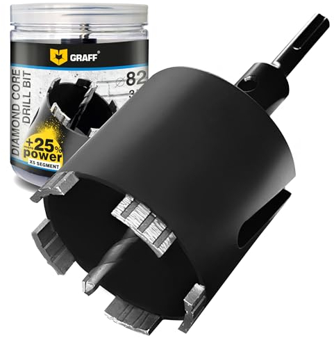 GRAFF Diamant Bohrkrone 82mm Beton Dosensenker Dosenbohrer - Diamant Bohrkronen Set für Mauerwerk Ziegel Poroton Putz Gestein - Steckdosenbohrer und Lochsäge für SDS Plus Bohrhammer